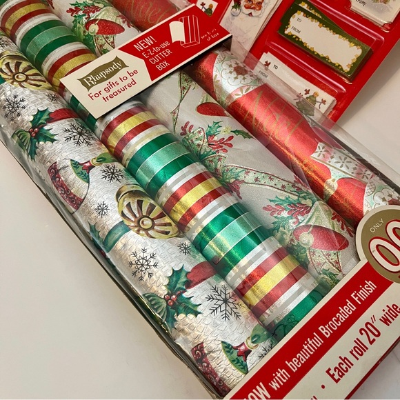 Vintage 1950’s “Rhapsody” Festive Foil Foursome Wrapping Paper and Tags Set🎅🏻 - Picture 12 of 13